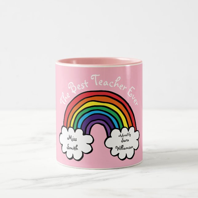 Der beste Lehrer je in Regenbogenfarbe Zweifarbige Tasse (Mittel)