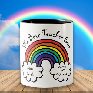 Der beste Lehrer je Rainbow Zweifarbige Tasse
