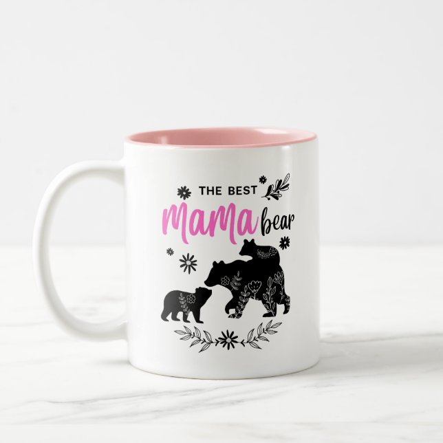 Der beste Mama-Bär mit zwei Bärenjungen Zweifarbige Tasse (Links)