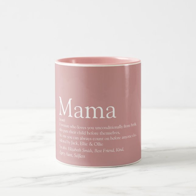 Der beste Mama Definition-Zitat-Spaß pink Zweifarbige Tasse (Mittel)