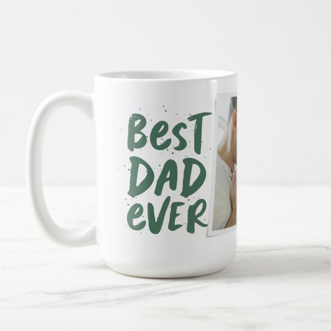 Der beste Papa aller Zeiten, grünes Foto Vatertag Kaffeetasse (Links)