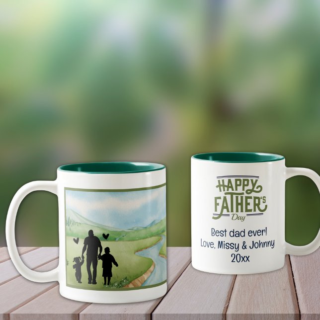 Der beste Papa aller Zeiten! Zwei-Tone-Tasse Zweifarbige Tasse (Personalize to add your names/dates.  Customize to change text, color, or text style. )