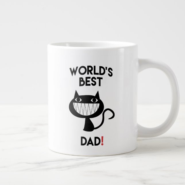 Der beste Papa der Welt! Fun Cat Cartoon Jumbo-Tasse (Rechts)