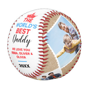Der beste Papa der Welt, Personalisierten 4 Fotos Baseball