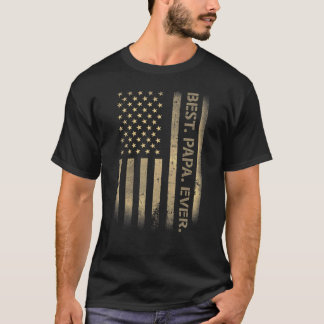 Der beste Papa-je-Amerikaner-Grunge-Flaggenvater D T-Shirt