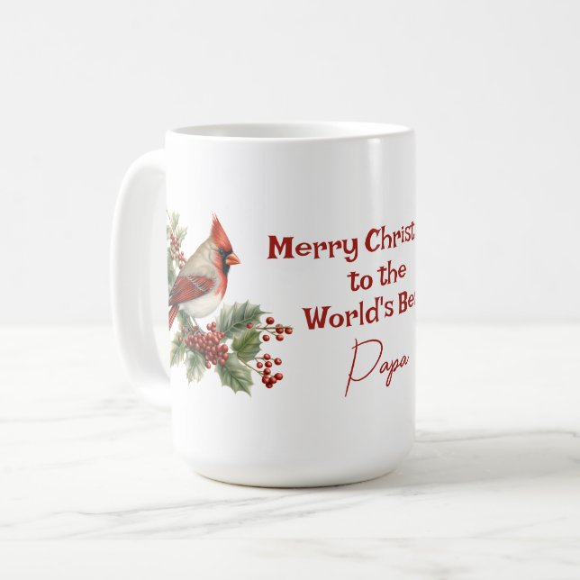 Der beste Papa-Weihnachtsrot-Kardinal der Welt Kaffeetasse (Vorderseite Links)