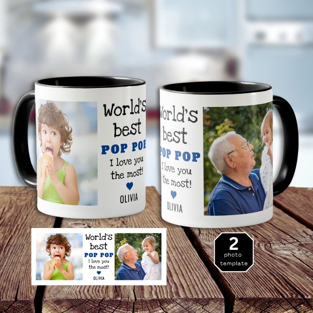 Der beste Pop Pop I Liebe Sie die meisten 2 Foto T Tasse (World's Best Pop Pop I Love You Most 2 Photo Mug
)