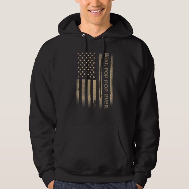 Der beste Poppop je amerikanischer Grunge Flag Vat Hoodie (Vorderseite)