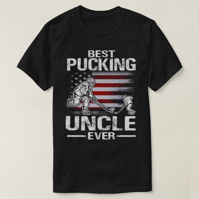 Der beste Pucking UNCLE je Hockey US Flag Vater's  T-Shirt (Design vorne)