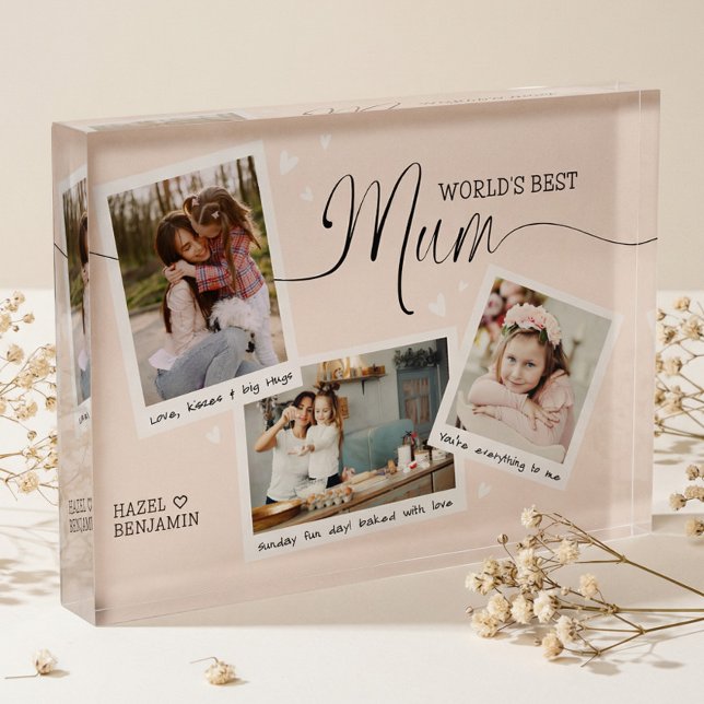 Der beste Schnappschuss für Muttertag der Welt Fotoblock (World's Best Mom Script Photo Collage Mother's Day)