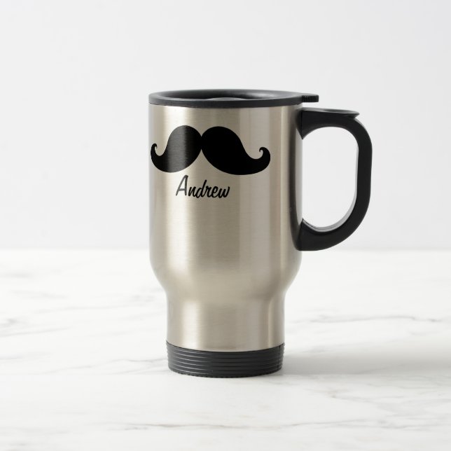 DER BESTE SCHWARZE SCHNURRBART PERSONALISIERT REISEBECHER (Rechts)
