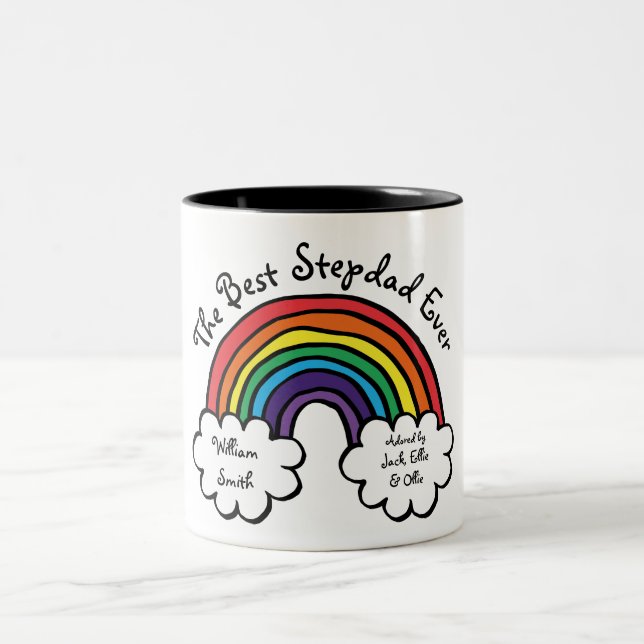 Der beste Stepdad-Stepfather-Regenbogen je Zweifarbige Tasse (Mittel)