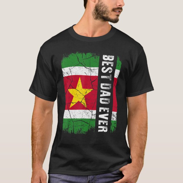 Der beste surinamische Vater je Suriname Flag Vate T-Shirt (Vorderseite)