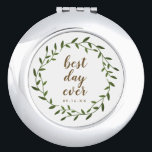 Der beste Tag aller Kranken-Hochzeitssache Taschenspiegel<br><div class="desc">Personalisierter Kompaktspiegel mit Ihrem Hochzeitstag in einem modernen Schriftart und einem Script-Schriftart mit "BEST DAY EVER". Passen Sie mit dem Hochzeitsdatum an. Das ist ein tolles Geschenk für Brautjungfrau oder als Gastgeschenke Hochzeit. E-Mail an JMR._Designs@yahoo.com ,  wenn Sie Hilfe benötigen oder besondere Wünsche haben. #weddinggifts #wedding</div>