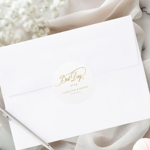 DER BESTE TAG JE! Elegant, Hochzeit Runder Aufkleber