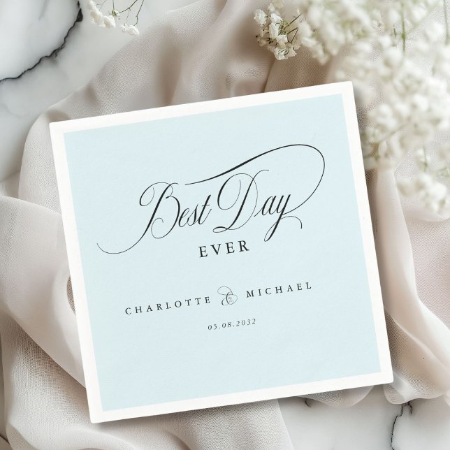DER BESTE TAG JE! Elegant, Hochzeit Serviette (Elegant, "BEST DAY EVER! " Wedding Napkin with your name and date.)