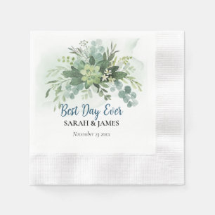 Der beste Tag je sukkulente Hochzeit florale botan Serviette
