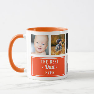 Der beste Vater aller Orange Custom Foto Collage Tasse