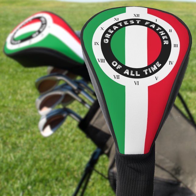 Der beste Vater aller Zeiten, die italienische Uhr Golf Headcover (Italy greatest father of all time Italian flag golf head cover with roman numeral clock face)