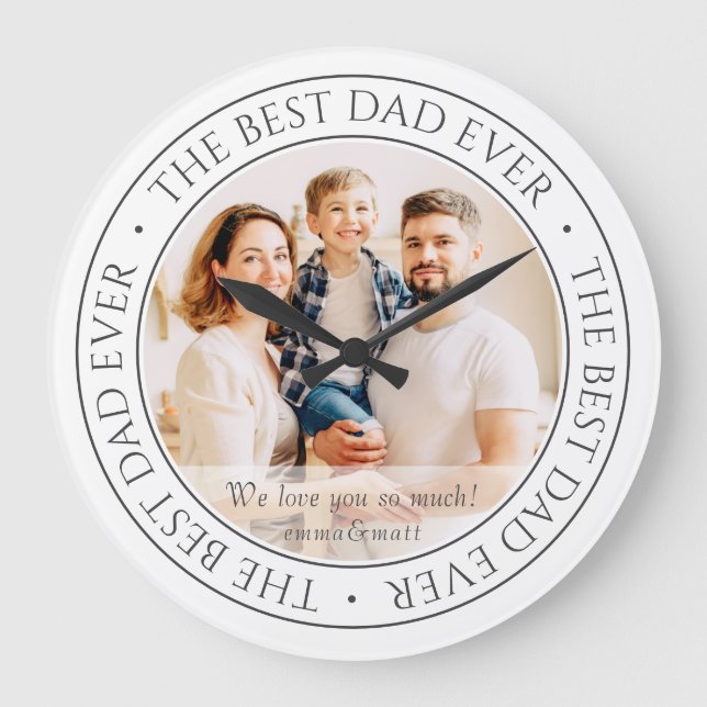 Der beste Vater aller Zeiten - Klassisches Foto Große Wanduhr (Vorderseite)