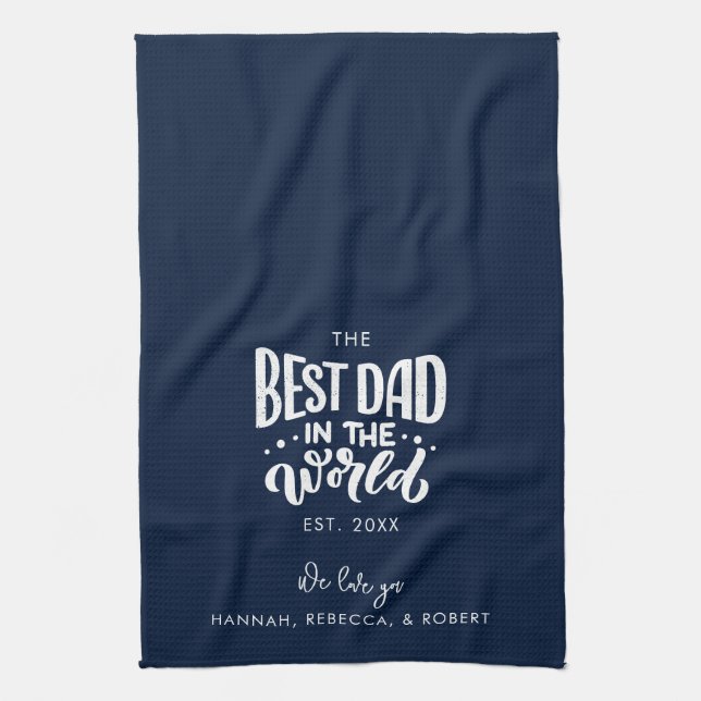 Der beste Vater am Welt-Tag der Personalisierten V Geschirrtuch (Vertikal)