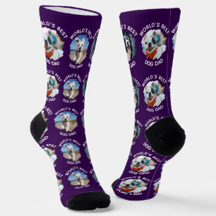 Der beste Vater der Welt - Custom 3 Dog Fotos Lila Socken