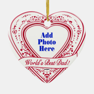 Der beste Vater der Welt! Foto Red Hearts Keramikornament