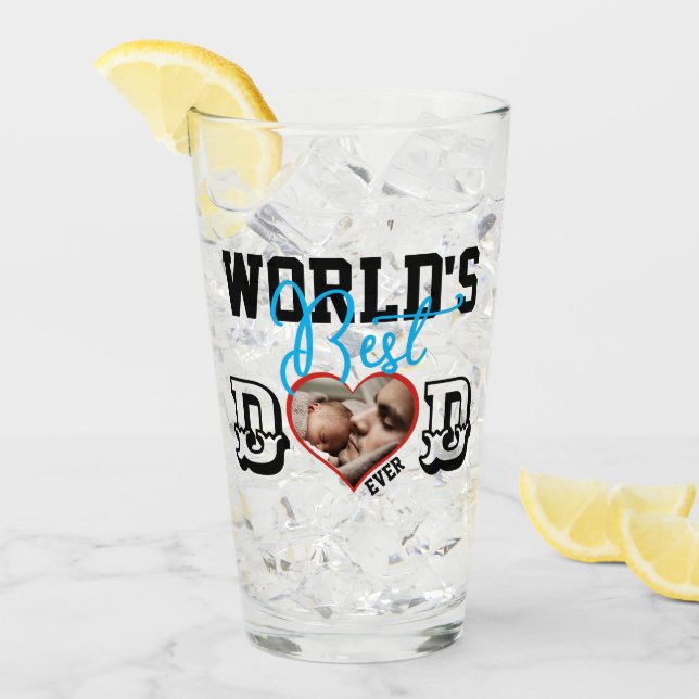 Der beste Vater der Welt mit Foto-Glas Glas (Vorderseite Ice)