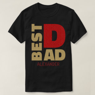 Der beste Vater Gold Red Glitzer Name individuell  T-Shirt