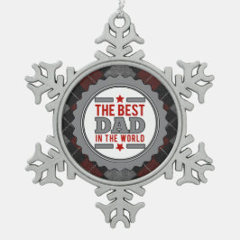 Der beste Vater in der Raute der Welt Gemustert Schneeflocken Zinn-Ornament