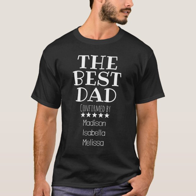 Der beste Vater in der Welt - die Namen der Kinder T-Shirt (Vorderseite)