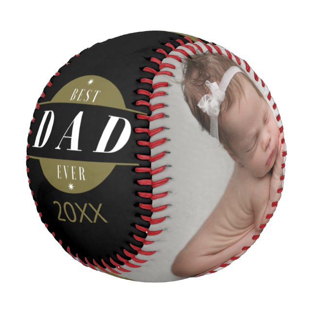 Der beste VATER je Custom Foto Vathage Day Baseball (Schrägansicht)
