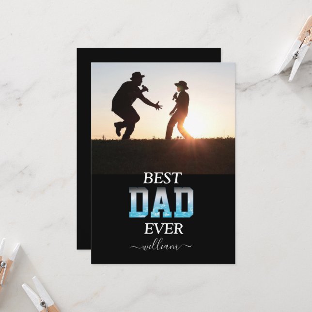 Der beste Vater je nach Foto Vatertag Einladung (Vorderseite/Rückseite Beispiel)
