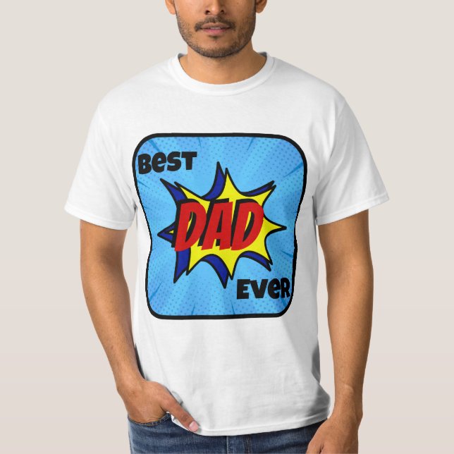 Der beste Vater je Superhero Vatertag T-Shirt (Vorderseite)