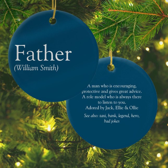 Der beste Vater, Papa, Vater, der je Blau definier Keramik Ornament (Best Dad Daddy Father Ever Definition Blue Ceramic Ornament)