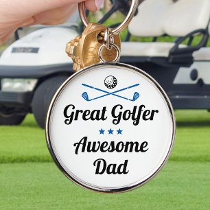 Der beste Vater Spaß Golfer Vatertag Blaues Set Schlüsselanhänger