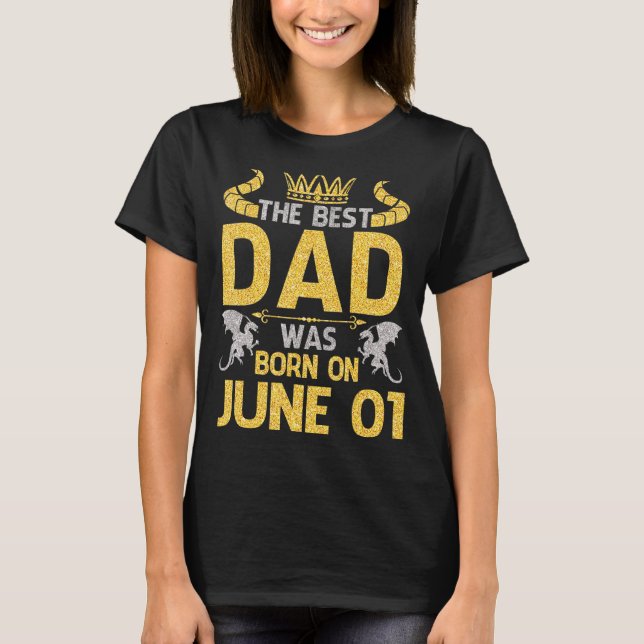 Der beste Vater wurde am 01. Juni Geboren Happy Bi T-Shirt (Vorderseite)
