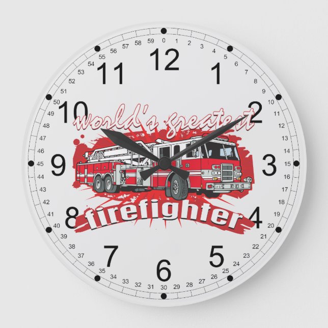 Der bestste Feuerwehrmann der Welt Große Wanduhr (Vorderseite)