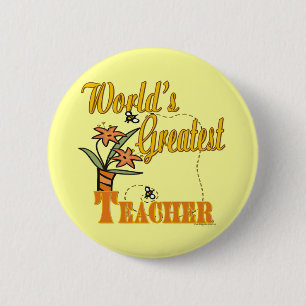 Der bestste Lehrer der Welt mit Blumen Button