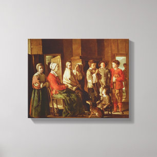 Der Besuch der Großmutter (Öl auf Leinwand) Leinwanddruck