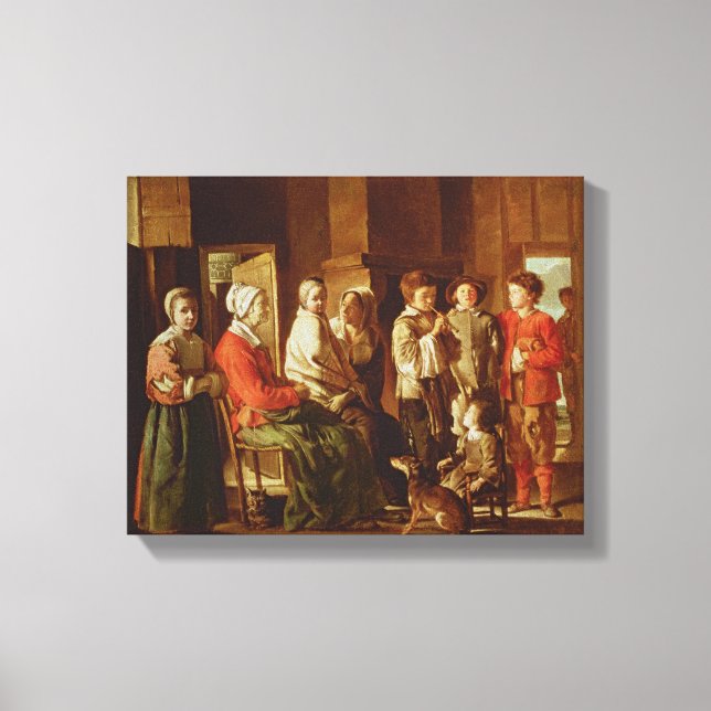 Der Besuch der Großmutter (Öl auf Leinwand) Leinwanddruck (Vorderseite)