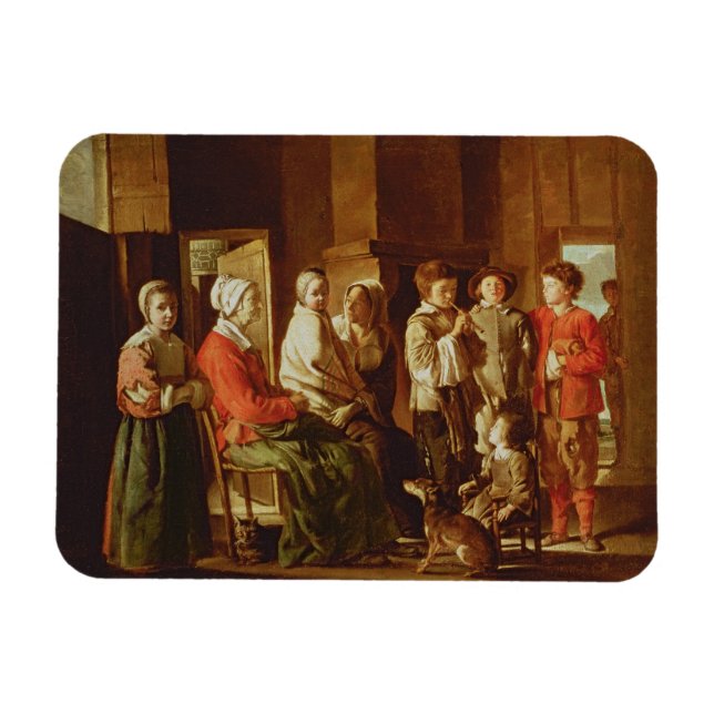 Der Besuch der Großmutter (Öl auf Leinwand) Magnet (Horizontal)