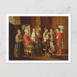 Der Besuch der Großmutter (Öl auf Leinwand) Postkarte