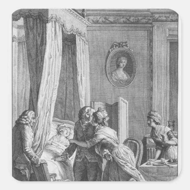 Der Besuch des Arztes von Boson Quadratischer Aufkleber (Vorderseite)