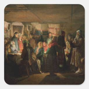 Der Besuch eines Zauberers bei einer Bauernhochzei Quadratischer Aufkleber