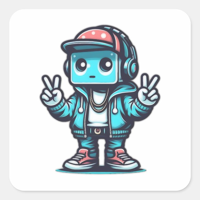 der Besucher Quadratischer Aufkleber (Vorderseite)