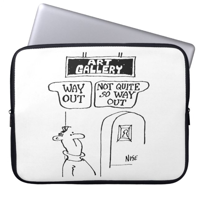 Der Besucher wird von Schildern in einer Kunstgale Laptopschutzhülle (Vorderseite)