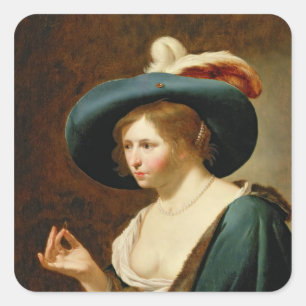 Der Betrothal: Die Braut, c.1630 Quadratischer Aufkleber