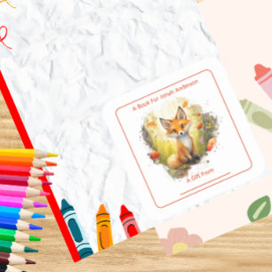 Der bezaubernde Fox im Buchzeichen des Waldes Quadratischer Aufkleber