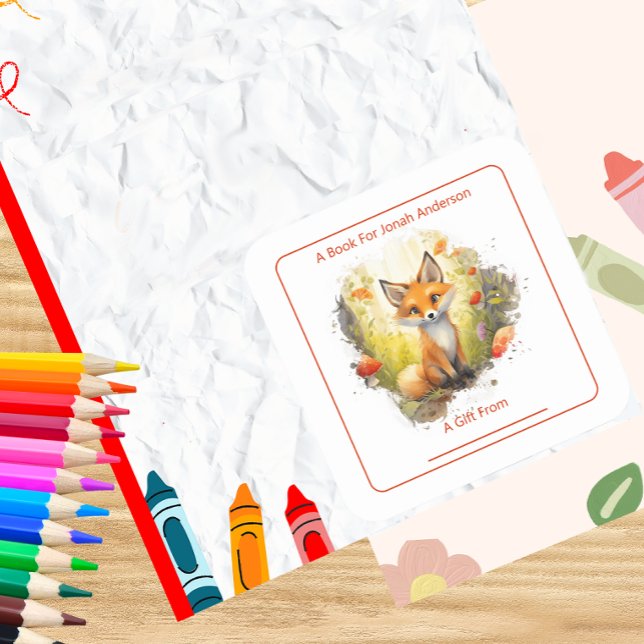 Der bezaubernde Fox im Buchzeichen des Waldes Quadratischer Aufkleber (Von Creator hochgeladen)